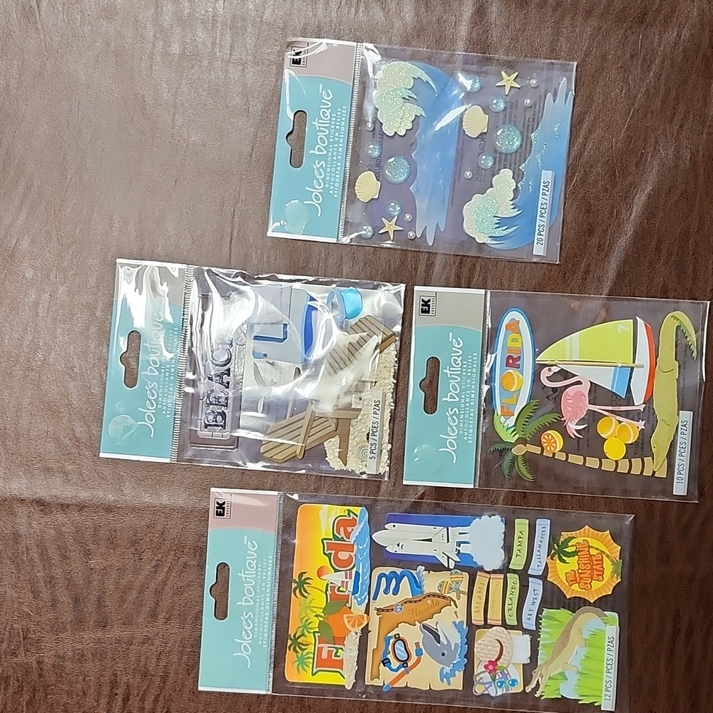Jolee's boutique Dimensional Stickers -Lot of 4 pkgs NEW! FLORIDA / BEACH OCEAN